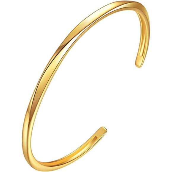 E Gold Bracelets for Women,14K Gold Plated Bangles Bracelets with Cubic Zirconia - Picture 1 of 7